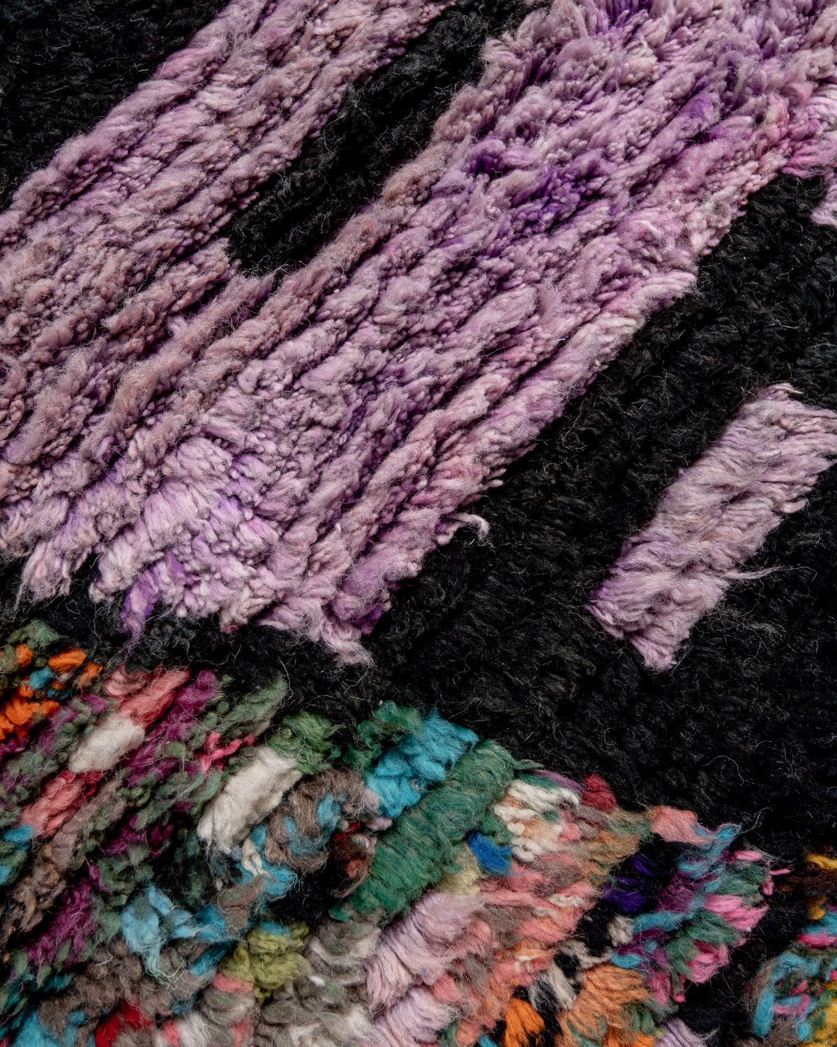 Modern, designer, handcrafted Berber runner rug from Morocco. Vintage carpet with beautiful colours and patterns and fluffy texture.